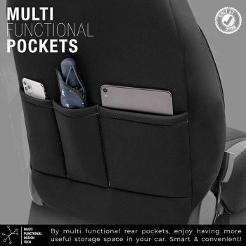 Καλύμματα Αυτοκινήτου Otom Limited Design Universal Jacquard / Lacost / Δερματίνη Σετ Εμπρός / Πίσω 11 Τεμαχίων Μαύρο Με Γκρι Ραφές LMT-102