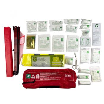 Σετ Ασφαλείας Αυτοκινήτου / Σετ ΚΤΕΟ 4 Τεμάχια Σε Θήκη Με Φερμουάρ Τρίγωνο, Φαρμακείο, Γιλέκο, Πυροσβεστήρας 750ml