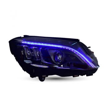 Μπροστινά Φανάρια Set Για Mercedes-Benz C-Class W205 14-18 Halogen Upgrade Σε Full Led DRL Μαύρα Με Μοτέρ Carner