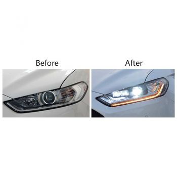 Μπροστινά Φανάρια Set Για Ford Mondeo mk5 13-16 DRL Chrome H7/Led Με Φλας Dynamic Carner