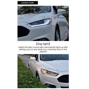 Μπροστινά Φανάρια Set Για Ford Mondeo mk5 13-16 DRL Chrome H7/Led Με Φλας Dynamic Carner