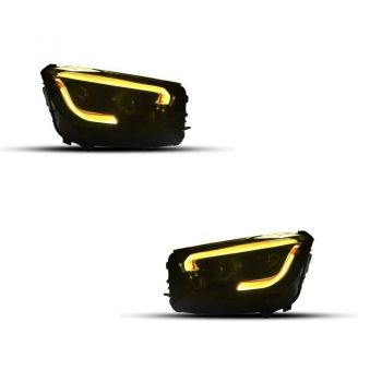 Μπροστινά Φανάρια Set Για Mercedes-Benz GLC C253/X253 Upgrade Σε Facelift Look 20210-2021 Μαύρα Full Led DRL Με Μοτέρ Carner