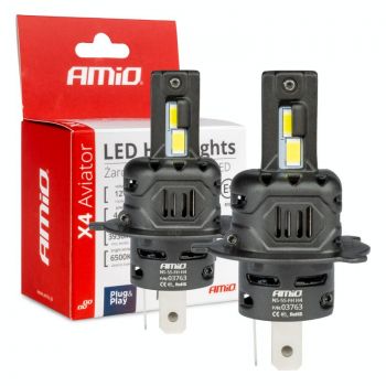 ΛΑΜΠΕΣ LED FULL CAN BUS H4 12V 44W 6.500K 3.936lm CSP X4 SERIES AVIATOR PLUG & PLAY ΑΜΙΟ - 2 ΤΕΜ.