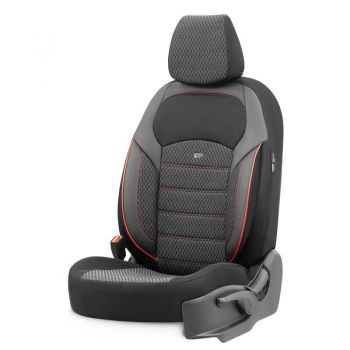 Καλύμματα Αυτοκινήτου Otom "Nova" Universal Ύφασμα Jacquard / Δερματίνη Σετ Εμπρός / Πίσω 11 Τεμαχίων Μαύρο / Κόκκινο NOV-3302