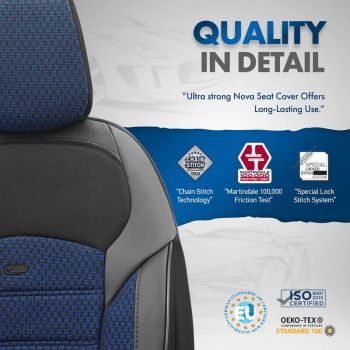 Καλύμματα Αυτοκινήτου Otom "Nova" Universal Ύφασμα Jacquard / Δερματίνη Σετ Εμπρός / Πίσω 11 Τεμαχίων Μπλε / Μαύρο ΝΟV-3304