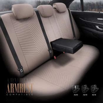 Καλύμματα Αυτοκινήτου Otom "Advanced Leather" Universal Δερματίνη / Λινό Ύφασμα Σετ Εμπρός / Πίσω 11 Τεμαχίων Μπεζ ΑDV-105