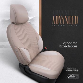 Καλύμματα Αυτοκινήτου Otom "Advanced Leather" Universal Δερματίνη / Λινό Ύφασμα Σετ Εμπρός / Πίσω 11 Τεμαχίων Μπεζ ΑDV-105