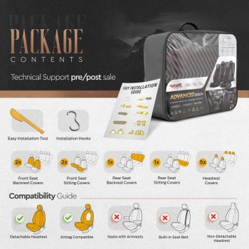 Καλύμματα Αυτοκινήτου Otom "Advanced Leather" Universal Δερματίνη / Λινό Ύφασμα Σετ Εμπρός / Πίσω 11 Τεμαχίων Μαύρο / Κόκκινο ΑDV-101