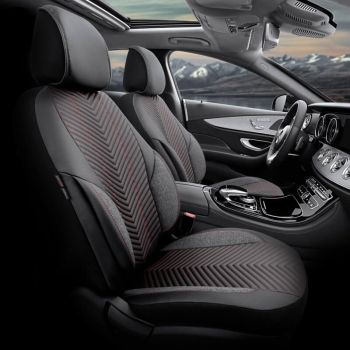 Καλύμματα Αυτοκινήτου Otom "Advanced Leather" Universal Δερματίνη / Λινό Ύφασμα Σετ Εμπρός / Πίσω 11 Τεμαχίων Μαύρο / Κόκκινο ΑDV-101