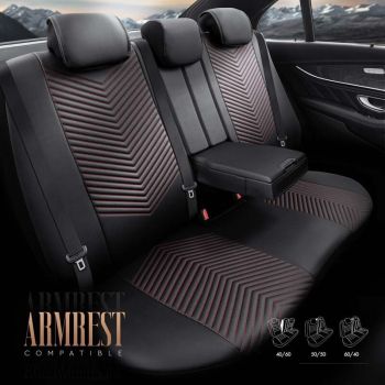 Καλύμματα Αυτοκινήτου Otom "Advanced Leather" Universal Δερματίνη / Λινό Ύφασμα Σετ Εμπρός / Πίσω 11 Τεμαχίων Μαύρο / Κόκκινο ΑDV-101