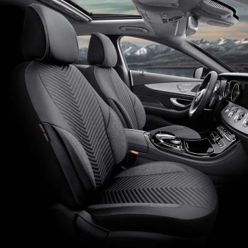 Καλύμματα Αυτοκινήτου Otom "Advanced Leather" Universal Δερματίνη / Λινό Ύφασμα Σετ Εμπρός / Πίσω 11 Τεμαχίων Μαύρο / Smoke ΑDV-103