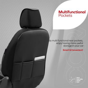 Καλύμματα Αυτοκινήτου Otom Coral Design Universal Full Δερματίνη Σετ Εμπρός / Πίσω 11 Τεμαχίων Μαύρο CRΑL-101