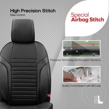 Καλύμματα Αυτοκινήτου Otom Coral Design Universal Full Δερματίνη Σετ Εμπρός / Πίσω 11 Τεμαχίων Μαύρο CRΑL-101