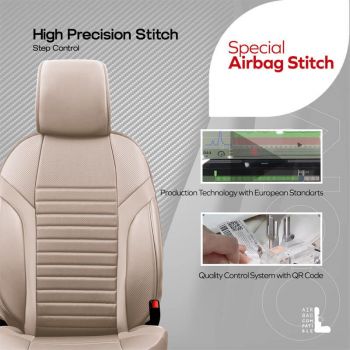 Καλύμματα Αυτοκινήτου Otom Coral Design Universal Full Δερματίνη Σετ Εμπρός / Πίσω 11 Τεμαχίων Μπεζ CRΑL-102