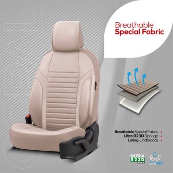 Καλύμματα Αυτοκινήτου Otom Coral Design Universal Full Δερματίνη Σετ Εμπρός / Πίσω 11 Τεμαχίων Μπεζ CRΑL-102