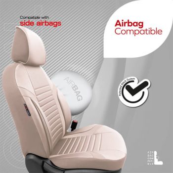 Καλύμματα Αυτοκινήτου Otom Coral Design Universal Full Δερματίνη Σετ Εμπρός / Πίσω 11 Τεμαχίων Μπεζ CRΑL-102