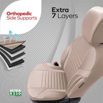 Καλύμματα Αυτοκινήτου Otom Coral Design Universal Full Δερματίνη Σετ Εμπρός / Πίσω 11 Τεμαχίων Μπεζ CRΑL-102