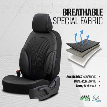 Καλύμματα Αυτοκινήτου Otom Progressive Design Universal Full Δερματίνη Σετ Εμπρός / Πίσω 11 Τεμαχίων Μαύρο PRG-101
