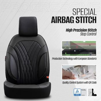 Καλύμματα Αυτοκινήτου Otom Progressive Design Universal Full Δερματίνη Σετ Εμπρός / Πίσω 11 Τεμαχίων Μαύρο PRG-101