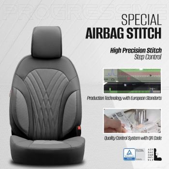 Καλύμματα Αυτοκινήτου Otom Progressive Design Universal Full Δερματίνη Σετ Εμπρός / Πίσω 11 Τεμαχίων Γκρι ΡRG-103