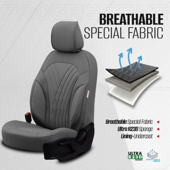 Καλύμματα Αυτοκινήτου Otom Progressive Design Universal Full Δερματίνη Σετ Εμπρός / Πίσω 11 Τεμαχίων Γκρι ΡRG-103