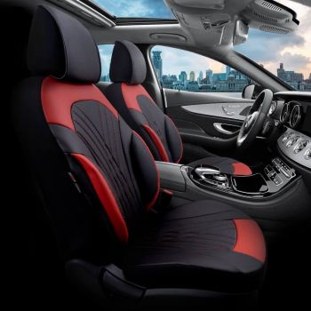 Καλύμματα Αυτοκινήτου Otom Progressive Design Universal Full Δερματίνη Σετ Εμπρός / Πίσω 11 Τεμαχίων Μαύρο / Κόκκινο ΡRG-104