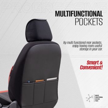 Καλύμματα Αυτοκινήτου Otom Progressive Design Universal Full Δερματίνη Σετ Εμπρός / Πίσω 11 Τεμαχίων Μαύρο / Κόκκινο ΡRG-104