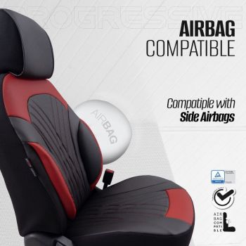Καλύμματα Αυτοκινήτου Otom Progressive Design Universal Full Δερματίνη Σετ Εμπρός / Πίσω 11 Τεμαχίων Μαύρο / Κόκκινο ΡRG-104