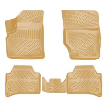 Πατάκια Σκαφάκια 3D Από Λάστιχο TPE Για Porsche Cayenne 1 2002-2010 Rizline 4 Τεμάχια Μπεζ