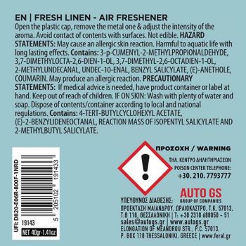 Αρωματικό Αυτοκινήτου Κονσέρβα Feral Με Άρωμα Fresh Linen 40gr