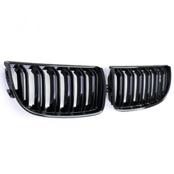 Καρδιές Μάσκας Για Bmw 3 E90 /E91 05-08 M4 Look Με Διπλή Γρίλια Μαύρο Γυαλιστερό 2 Τεμάχια