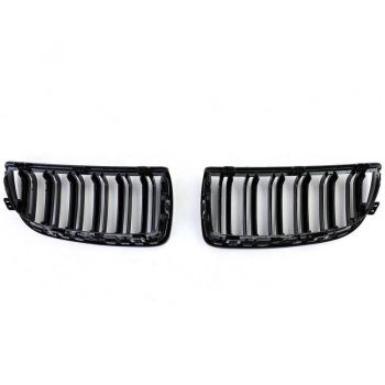 Καρδιές Μάσκας Για Bmw 3 E90 /E91 05-08 M4 Look Με Διπλή Γρίλια Μαύρο Γυαλιστερό 2 Τεμάχια