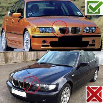 Καρδιές Μάσκας Για Bmw 3 E46 99-01 Sedan/Touring/Compact M4 Look Με Διπλή Γρίλια Μαύρο Γυαλιστερό 2 Τεμάχια