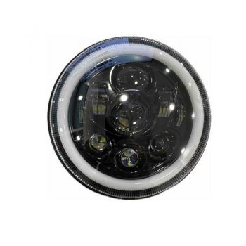 Μπροστινά Φανάρια Set Για Jeep Wrangler 96+ / Mercedes-Benz G-Class W463 / Hummer H1/H2 / Harley-Davidson Led Angel Eyes / DRL Projectors Μαύρα 7 led 2 Τεμάχια