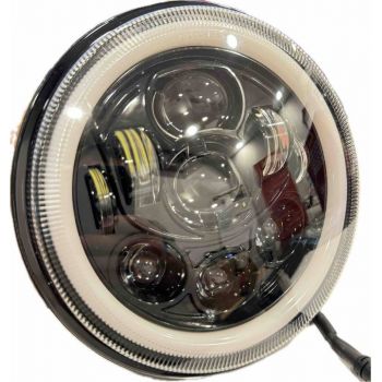 Μπροστινά Φανάρια Set Για Jeep Wrangler 96+ / Mercedes-Benz G-Class W463 / Hummer H1/H2 / Harley-Davidson Led Angel Eyes / DRL Projectors Μαύρα 7 led 2 Τεμάχια