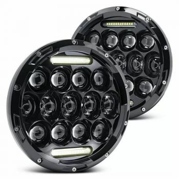 Μπροστινά Φανάρια Set Για Jeep Wrangler 96+ / Mercedes-Benz G-Class W463 / Hummer H1/H2 / Harley-Davidson Led Angel Eyes / DRL Projectors Μαύρα 13 led 2 Τεμάχια