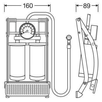 Τρόμπα Αέρος Ποδιού Διπλή Με Μανόμετρο Μεταλλική 7Bar 100psi Osram OFP20ESN