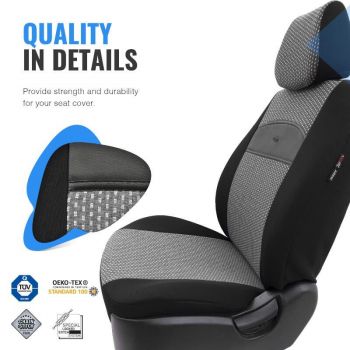 Καλύμματα Αυτοκινήτου Otom Smart Design Universal Ύφασμα / Δερματίνη Σετ Εμπρός / Πίσω 11 Τεμαχίων Μαύρο / Γκρι SLTSMT102-NZ