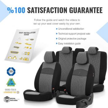 Καλύμματα Αυτοκινήτου Otom Smart Design Universal Ύφασμα / Δερματίνη Σετ Εμπρός / Πίσω 11 Τεμαχίων Μαύρο / Γκρι SLTSMT102-NZ