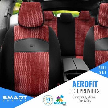 Καλύμματα Αυτοκινήτου Otom Smart Design Universal Ύφασμα / Δερματίνη Σετ Εμπρός / Πίσω 11 Τεμαχίων Μαύρο / Κόκκινο SLTSMT103-NZ