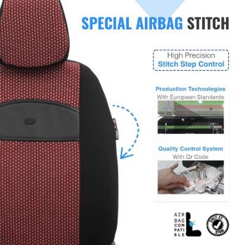 Καλύμματα Αυτοκινήτου Otom Smart Design Universal Ύφασμα / Δερματίνη Σετ Εμπρός / Πίσω 11 Τεμαχίων Μαύρο / Κόκκινο SLTSMT103-NZ