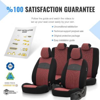 Καλύμματα Αυτοκινήτου Otom Smart Design Universal Ύφασμα / Δερματίνη Σετ Εμπρός / Πίσω 11 Τεμαχίων Μαύρο / Κόκκινο SLTSMT103-NZ