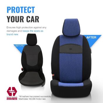 Καλύμματα Αυτοκινήτου Otom Smart Design Universal Ύφασμα / Δερματίνη Σετ Εμπρός / Πίσω 11 Τεμαχίων Μαύρο / Μπλε SLTSMT104-NZ