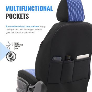 Καλύμματα Αυτοκινήτου Otom Smart Design Universal Ύφασμα / Δερματίνη Σετ Εμπρός / Πίσω 11 Τεμαχίων Μαύρο / Μπλε SLTSMT104-NZ