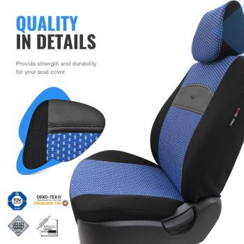 Καλύμματα Αυτοκινήτου Otom Smart Design Universal Ύφασμα / Δερματίνη Σετ Εμπρός / Πίσω 11 Τεμαχίων Μαύρο / Μπλε SLTSMT104-NZ