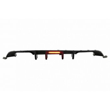 Diffuser Πίσω Προφυλακτήρα Για VW Golf VII (7.5) 17-20 Facelift R-Look Μαύρο Γυαλιστερό Με Led Στοπάκι