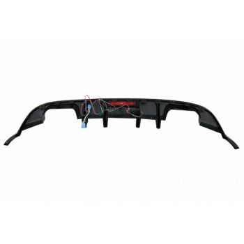 Diffuser Πίσω Προφυλακτήρα Για VW Golf VII (7.5) 17-20 Facelift R-Look Μαύρο Γυαλιστερό Με Led Στοπάκι