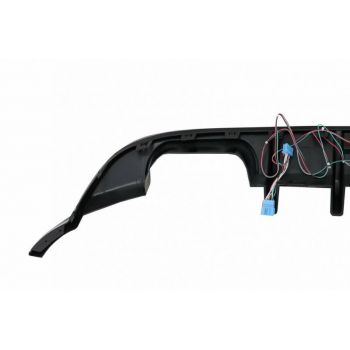 Diffuser Πίσω Προφυλακτήρα Για VW Golf VII (7.5) 17-20 Facelift R-Look Μαύρο Γυαλιστερό Με Led Στοπάκι