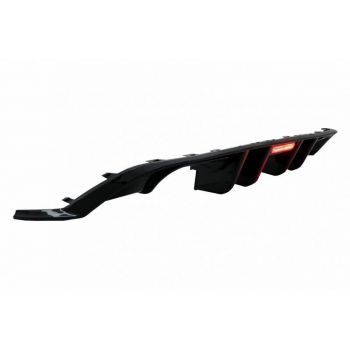 Diffuser Πίσω Προφυλακτήρα Για VW Golf VII (7.5) 17-20 Facelift R-Look Μαύρο Γυαλιστερό Με Led Στοπάκι