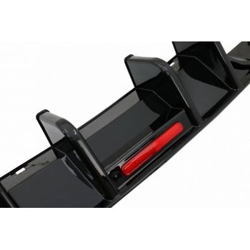 Diffuser Πίσω Προφυλακτήρα Για VW Golf VII (7.5) 17-20 Facelift R-Look Μαύρο Γυαλιστερό Με Led Στοπάκι